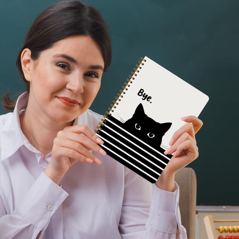 CQM 2 Pcs Cute Cat Spiral Notebook, Cute Gifts Journaling Notebooks for Work, College Ruled Notebook Journal, Peeking, Office Home College Supplies Cat Themed Gifts for Girls Teens Colleagues - Image 5